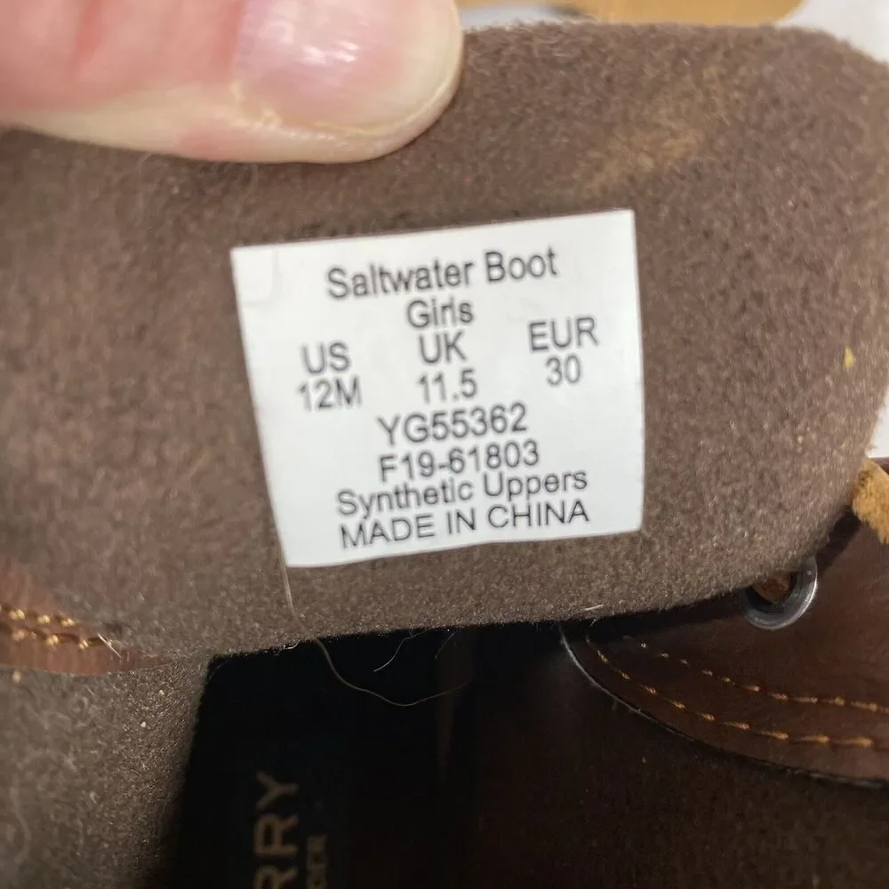 NWOB Sperry Saltwater Duck  Youth Girls Brown Casual Boots 12M - Read Descriptio